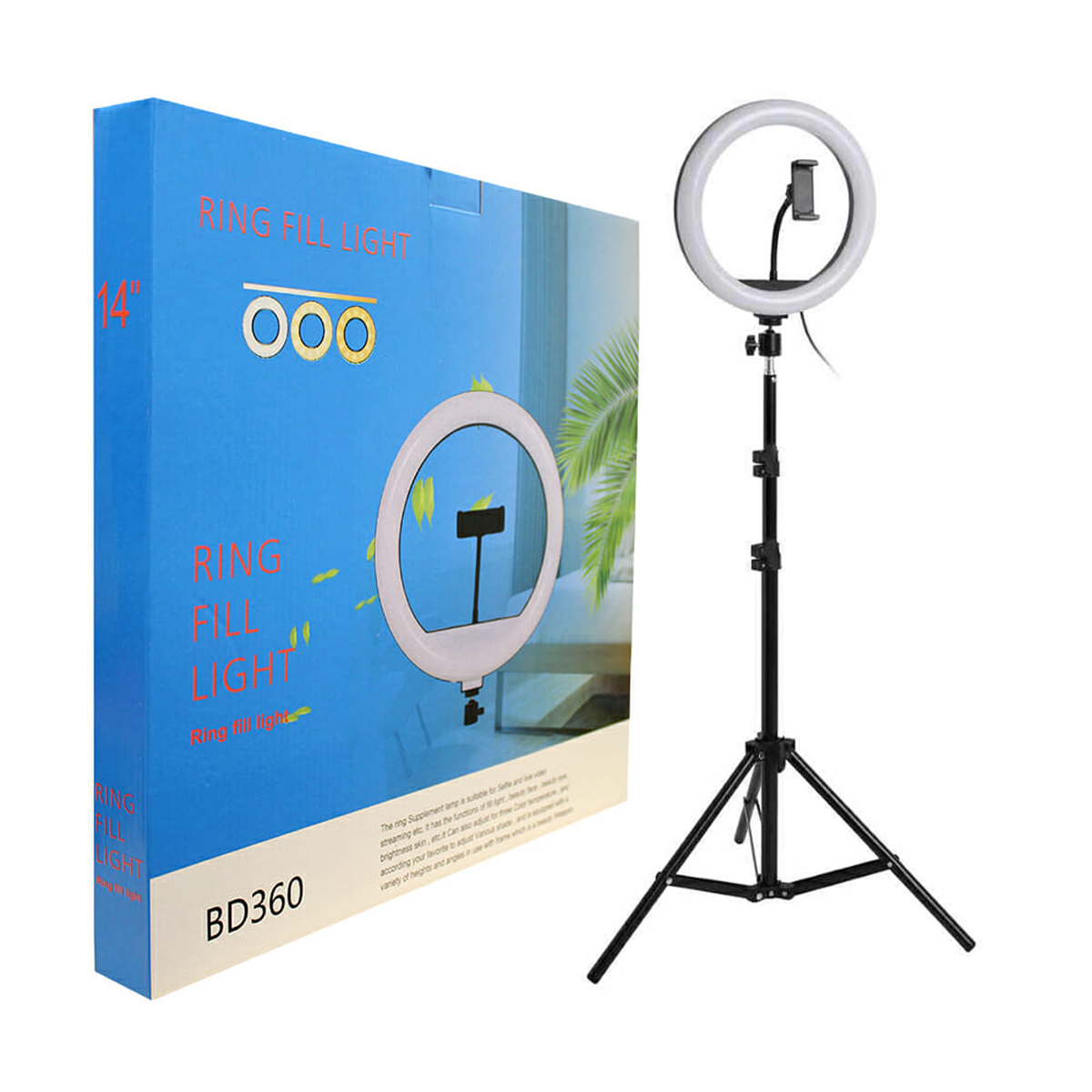 Aro de luz led 14 pulgadas blanco con tripie