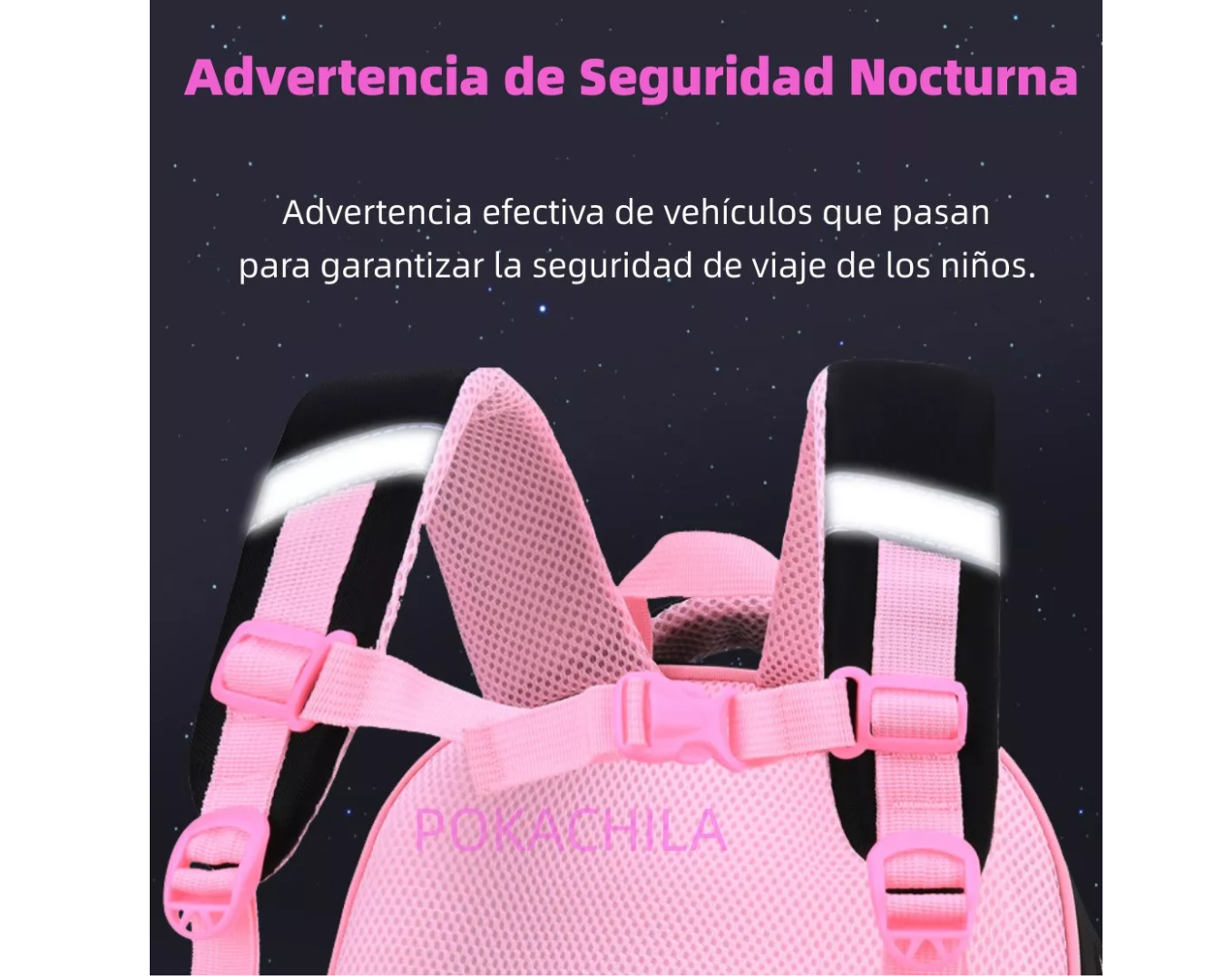 M Mochila Pokachila De Cuero Pu Impermeable Para Niña Preescolar Primaria De Gatito Con Lapicera Color Negro 46460.
