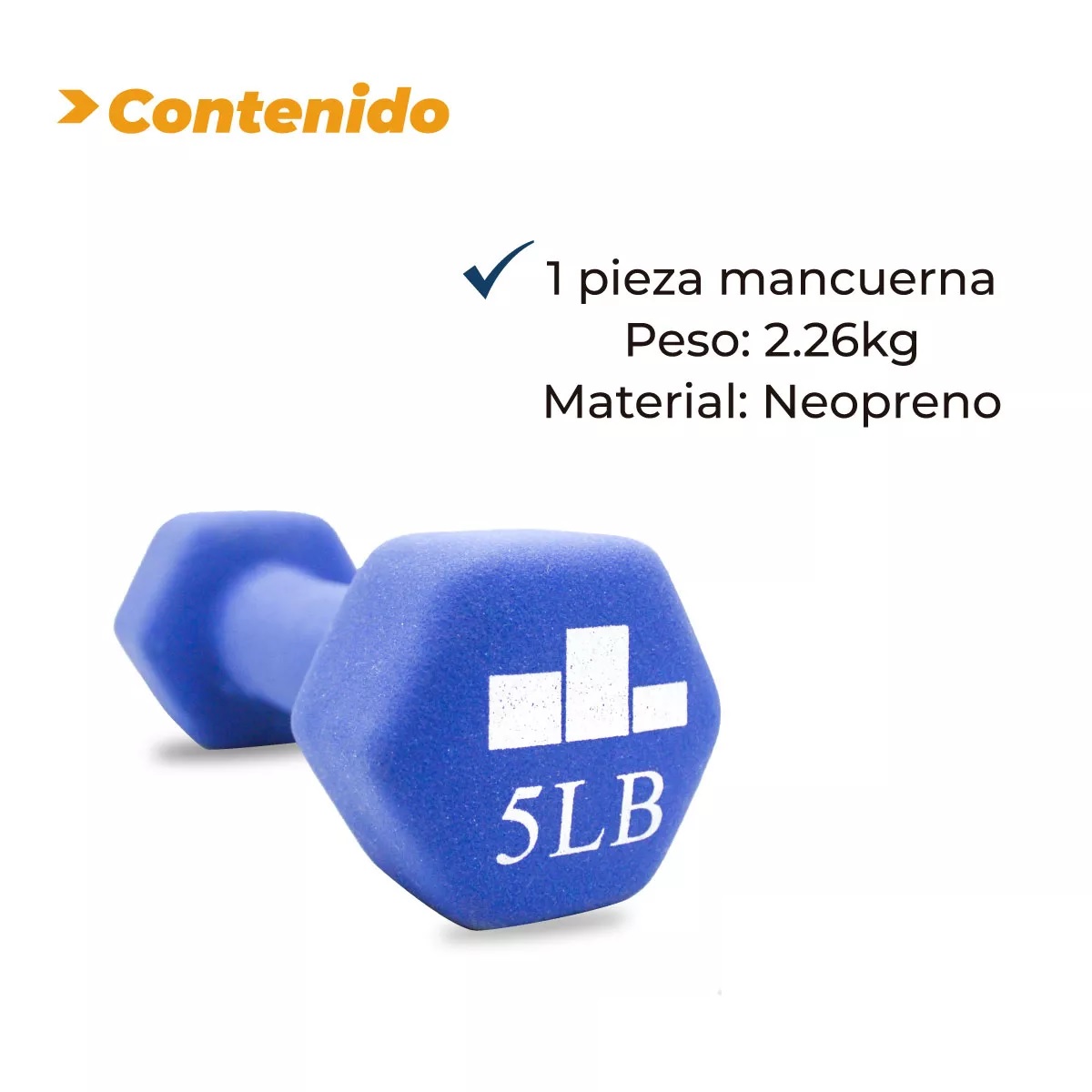 Mancuerna Pesa 5 Lb 2.26 Kg Neopreno 1 Pieza Azul.
