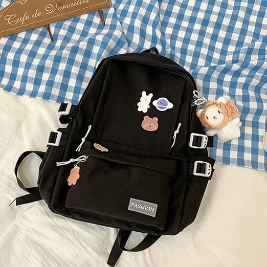 A LUNA PARK Mochilas para Laptop con Pines y Colgante Mochilas Kawaii Coreana, Mochila de Gran Capacidad, Mochilas Casuales, Mochila de Viaje para Mujeres.