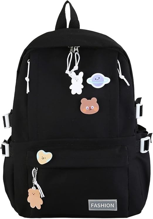 A LUNA PARK Mochilas para Laptop con Pines y Colgante Mochilas Kawaii Coreana, Mochila de Gran Capacidad, Mochilas Casuales, Mochila de Viaje para Mujeres.