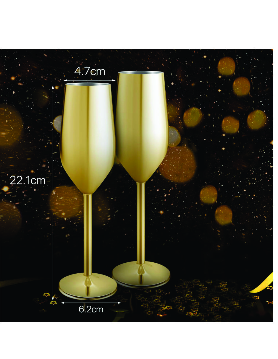 2 Copas Flauta Champan Elegantes Metalicas Acero Inoxidable  Irrompibles