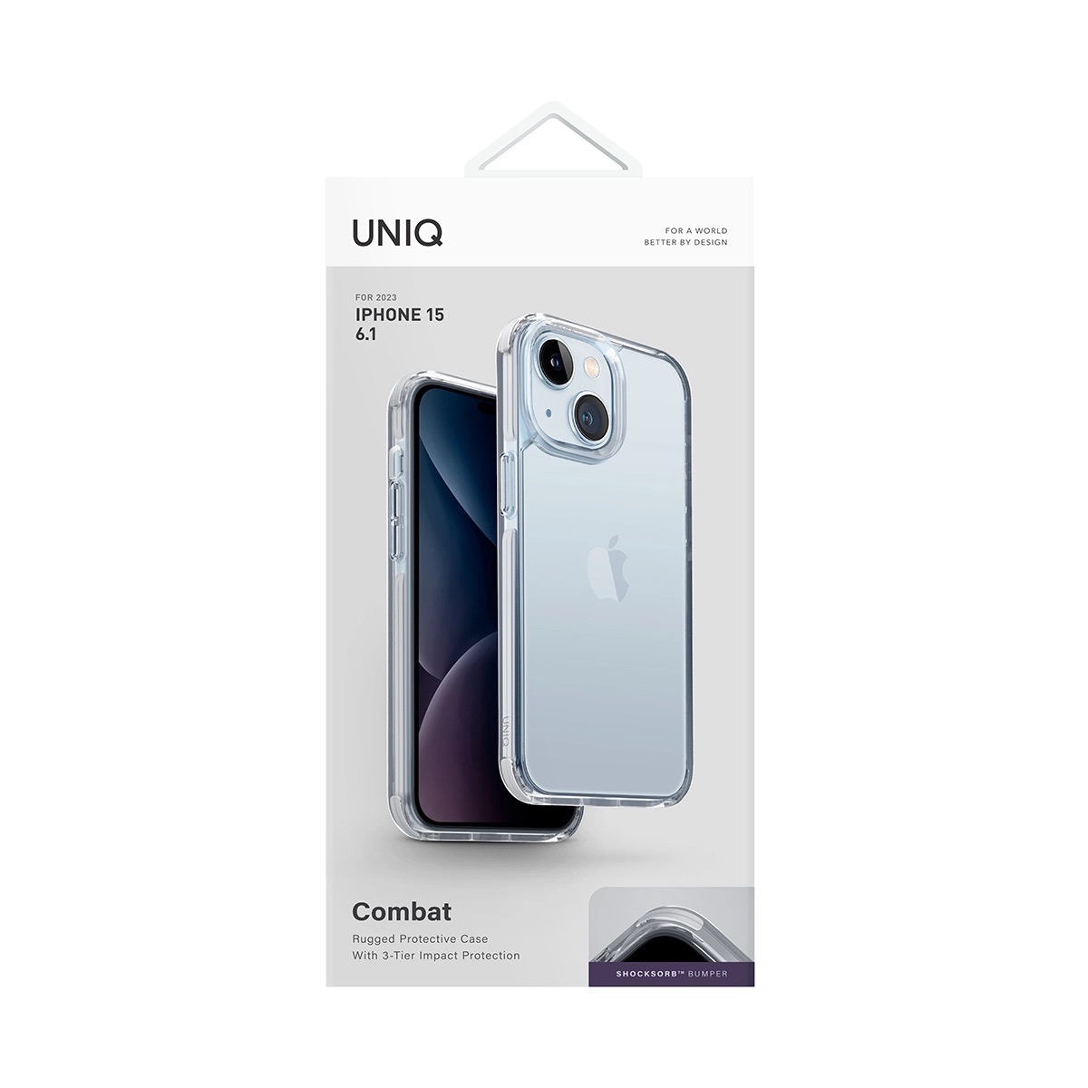 Funda Híbrida Para iPhone 15 Combat Transparente/blanco Uniq.