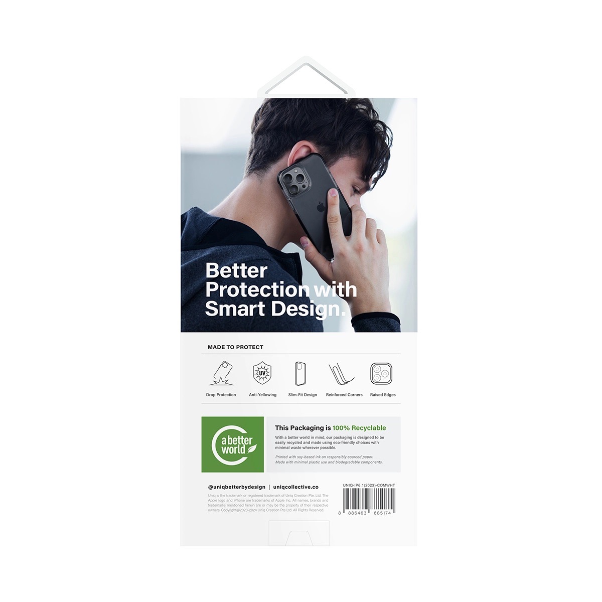 Funda Híbrida Para iPhone 15 Combat Transparente/blanco Uniq.