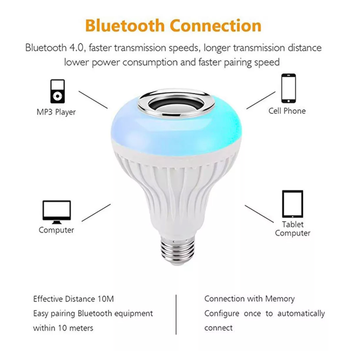 FOCO RGB CON CONTROL DE COLORES Y BOCINA BLUETOOTH