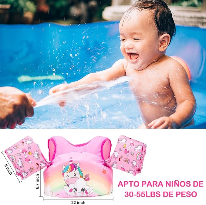 AXIDUN Chaleco Salvavidas para Niños Niña 3 4 5 6 Años Salvavidas para Bebe 30 a 55 Libras Natacion Kit.