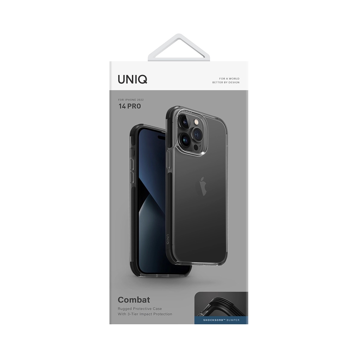 Funda Híbrida iPhone 14 Pro Combat Transparente/Negro Uniq.