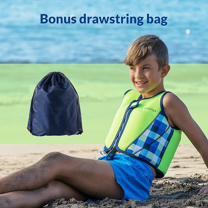 Limmys Chaleco de Natación de Neopreno de la Marca Premium para Niños - Flotador para el Aprendizaje de la Natación Ideal para Niños - Incluye una Bolsa con Cordón Extra.