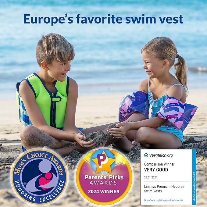 Limmys Chaleco de Natación de Neopreno de la Marca Premium para Niños - Flotador para el Aprendizaje de la Natación Ideal para Niños - Incluye una Bolsa con Cordón Extra.