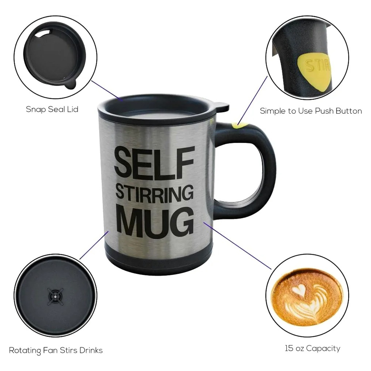 Taza Térmica Automática Mezcladora Con Agitador Para Bebidas