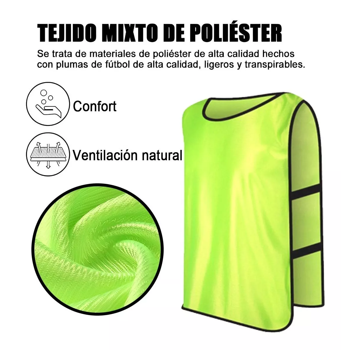 10pz Casacas Chaleco Entrenamiento Deportivo Futbol Adultos Verde Flourecente.