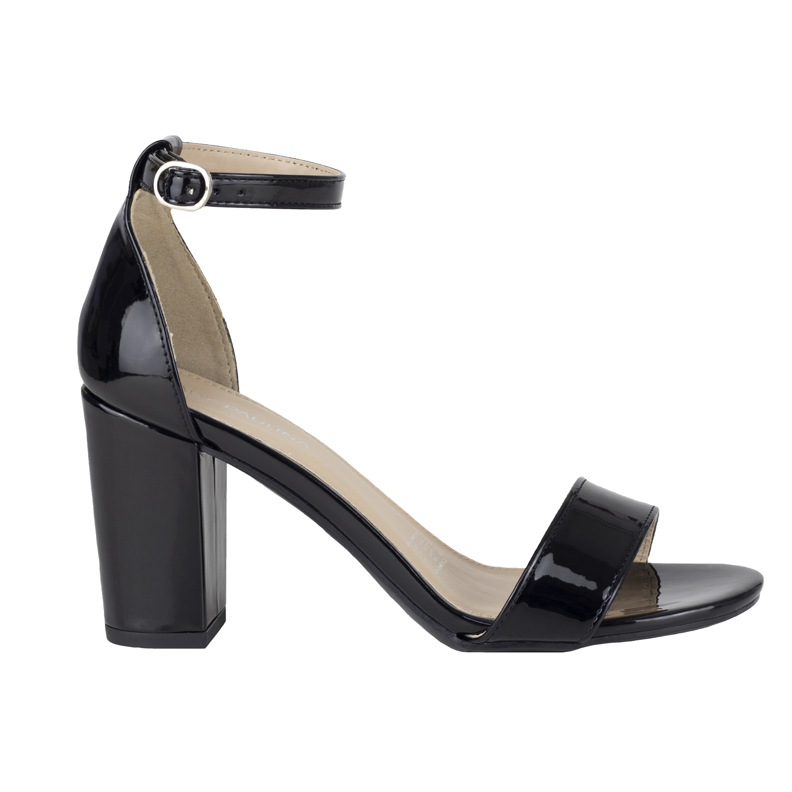 Zapatilla Charol Mujer Vestir Tacón Lady Paulina 33801 Negro.
