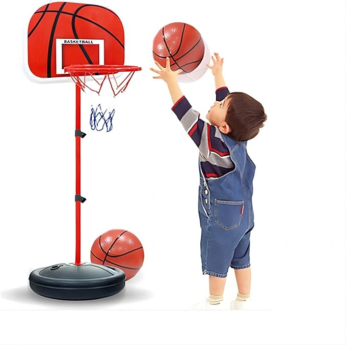 CHEHILL Juego de Canasta de Basquetbol y Soporte Niños, Aro de Baloncesto para Niños para Interiores y Exteriores Portátil Altura Ajustable 60-150 cm con 2 Pelota, Red, Bomba.