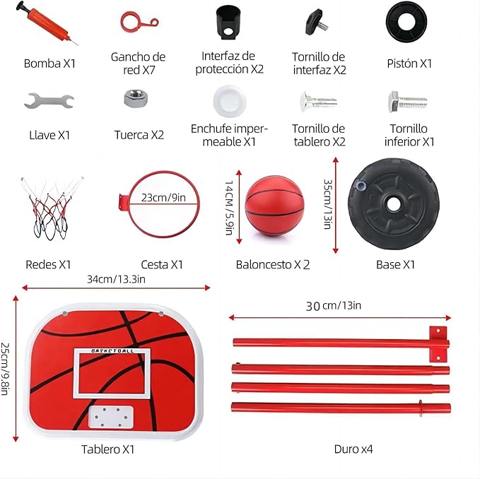 CHEHILL Juego de Canasta de Basquetbol y Soporte Niños, Aro de Baloncesto para Niños para Interiores y Exteriores Portátil Altura Ajustable 60-150 cm con 2 Pelota, Red, Bomba.