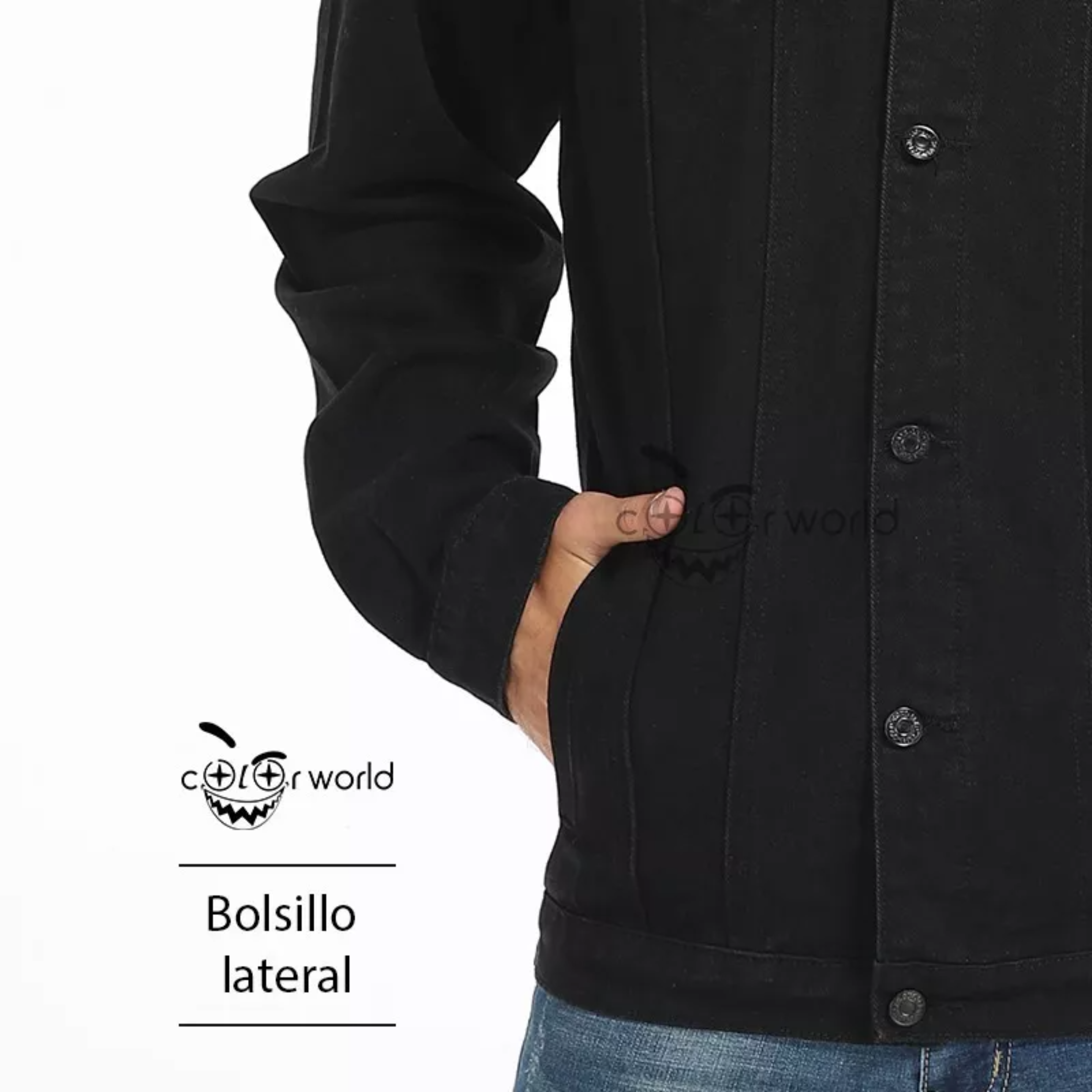 Chaqueta De Mezclilla Delgada Negro Slim Para Hombre.