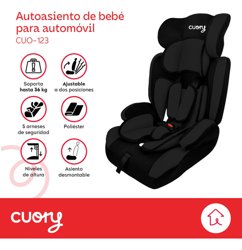 Autoasiento Bebé Coche Desmontable Arnés 5 Puntos Seguridad.
