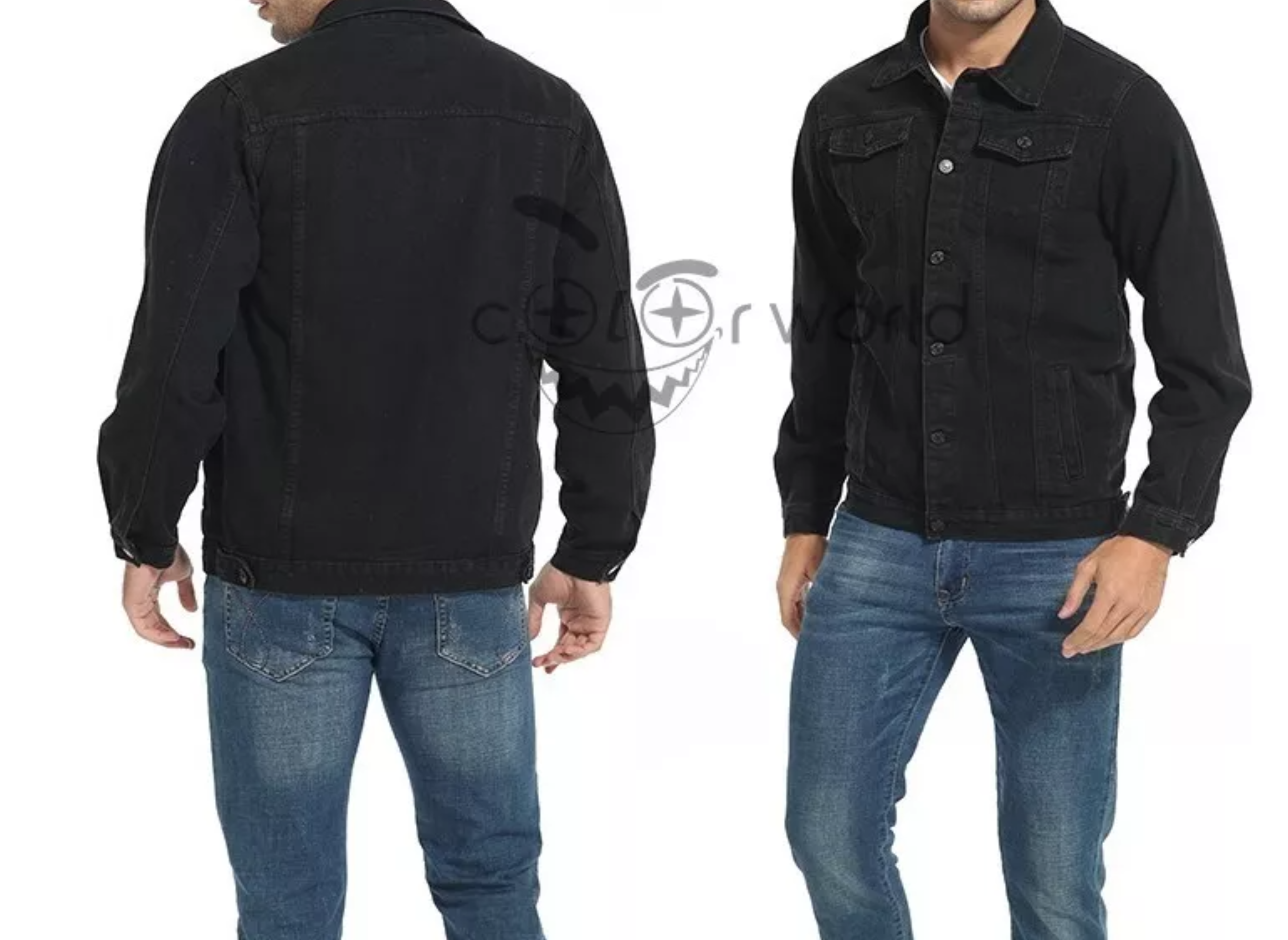 Chaqueta De Mezclilla Delgada Negro Slim Para Hombre.