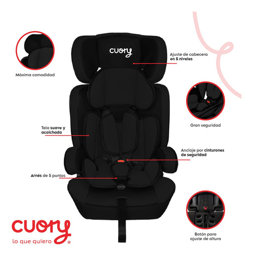 Autoasiento Bebé Coche Desmontable Arnés 5 Puntos Seguridad.