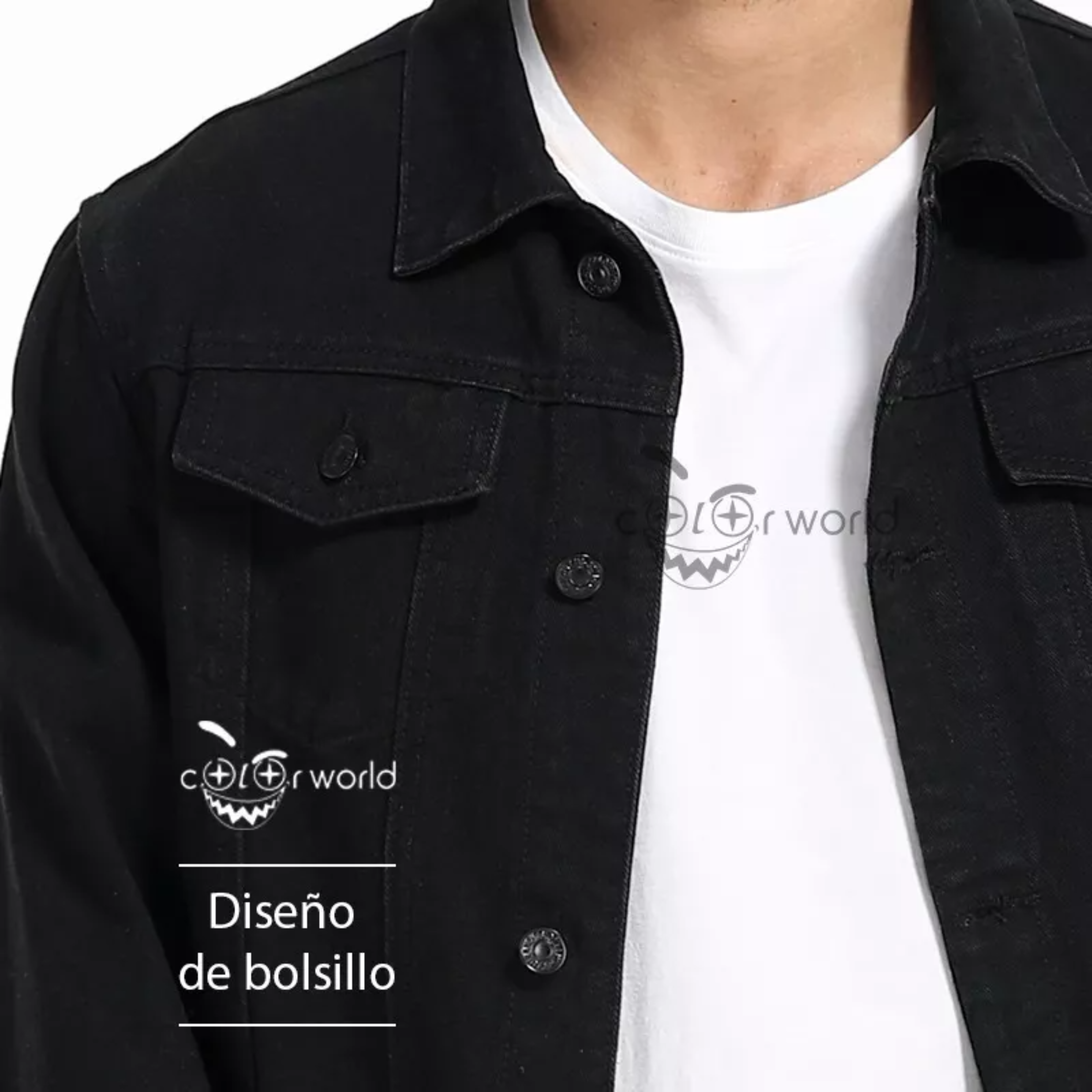Chaqueta De Mezclilla Delgada Negro Slim Para Hombre.