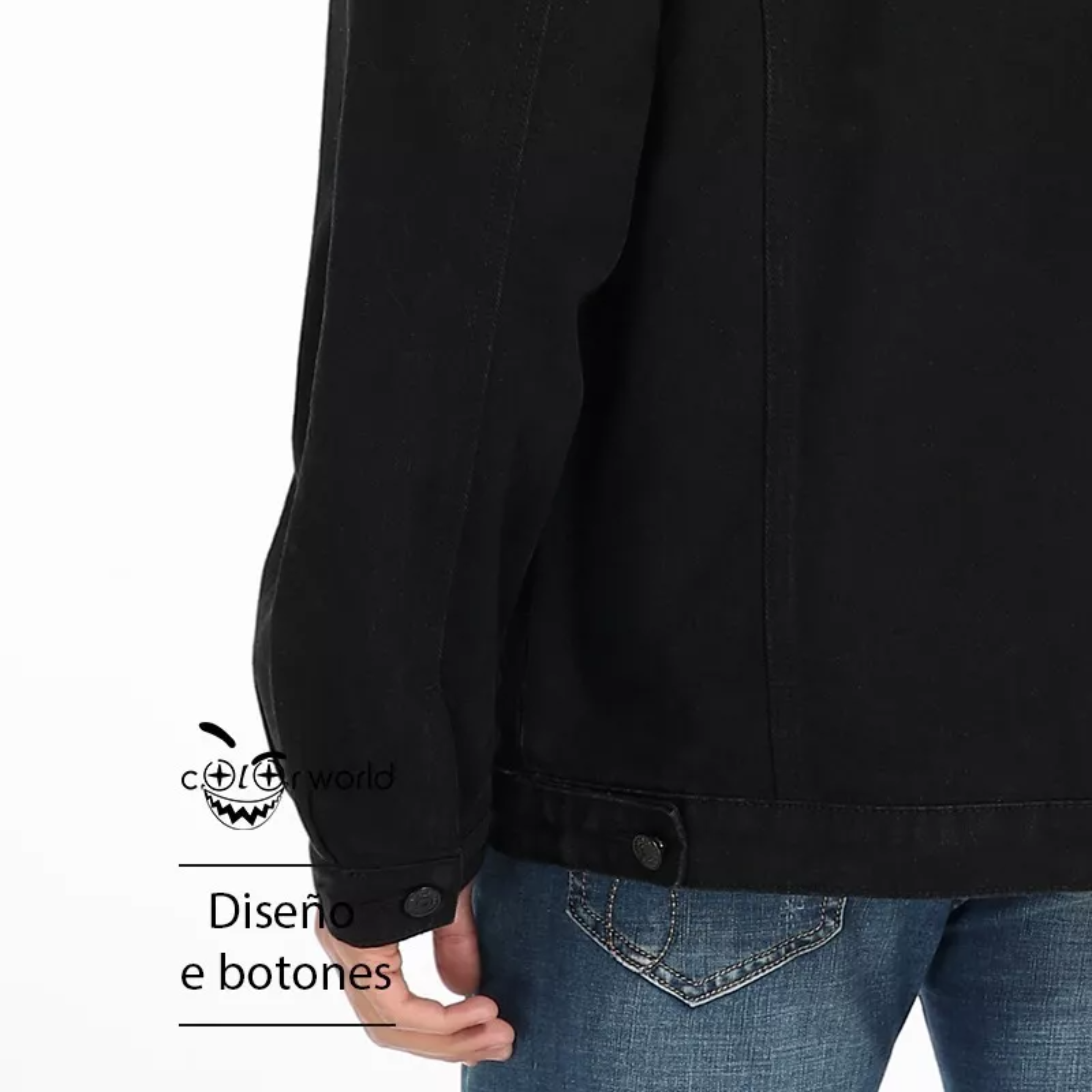 Chaqueta De Mezclilla Delgada Negro Slim Para Hombre.