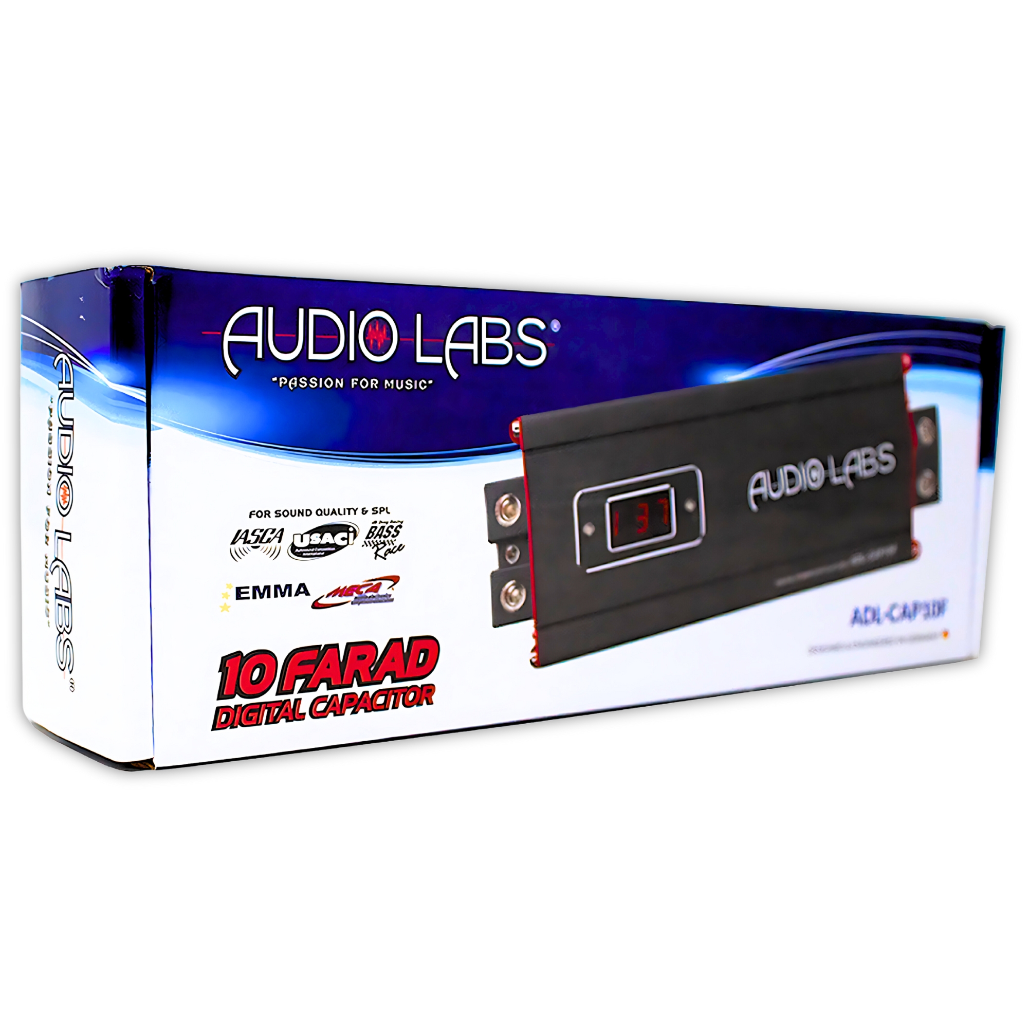 Capacitor Digital De 10 Faradios Audio Labs ADL-CAP10F Para auto (Negro : Negro con rojo) .