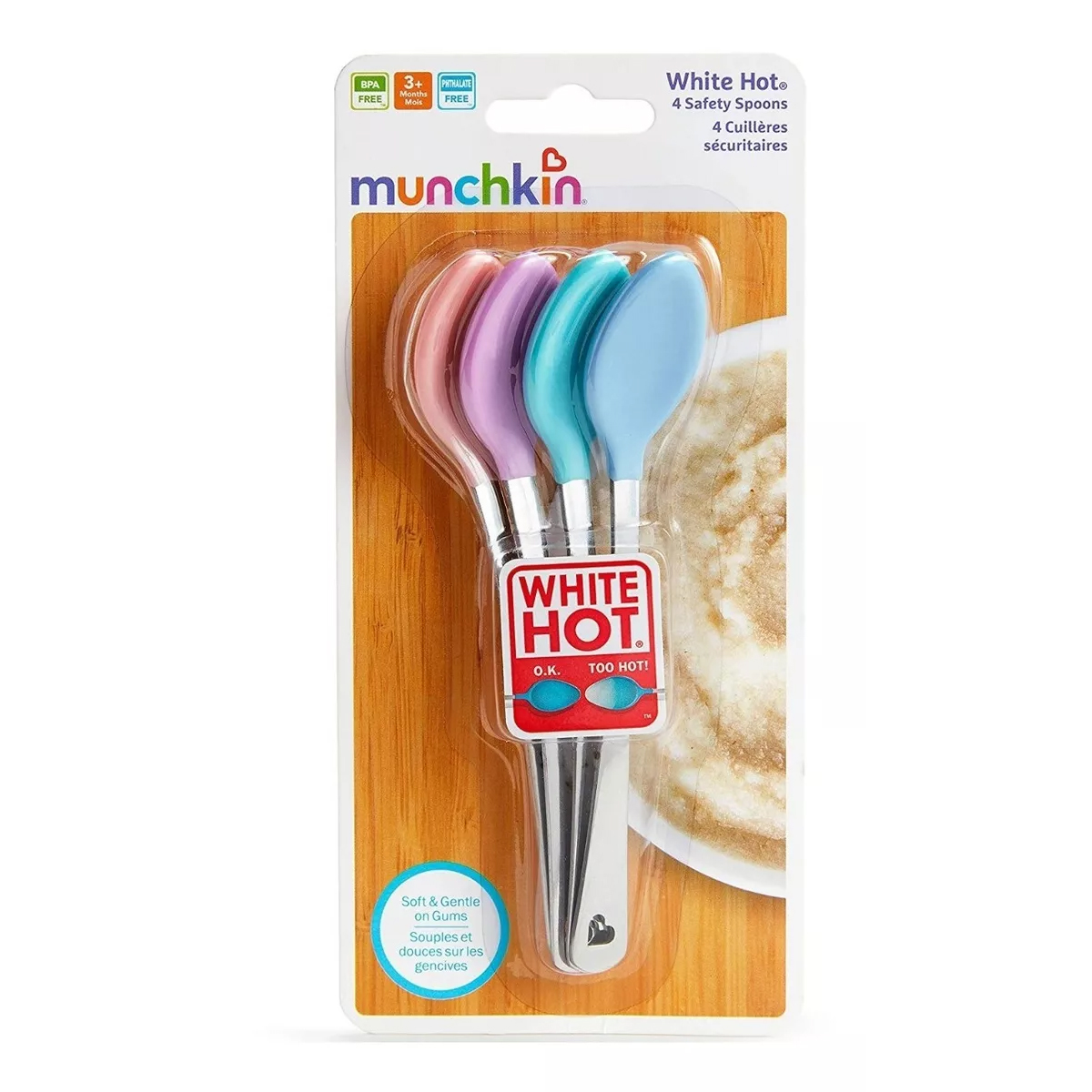 Cucharas Para Bebés de acero White Hot Munchkin 4 piezas.