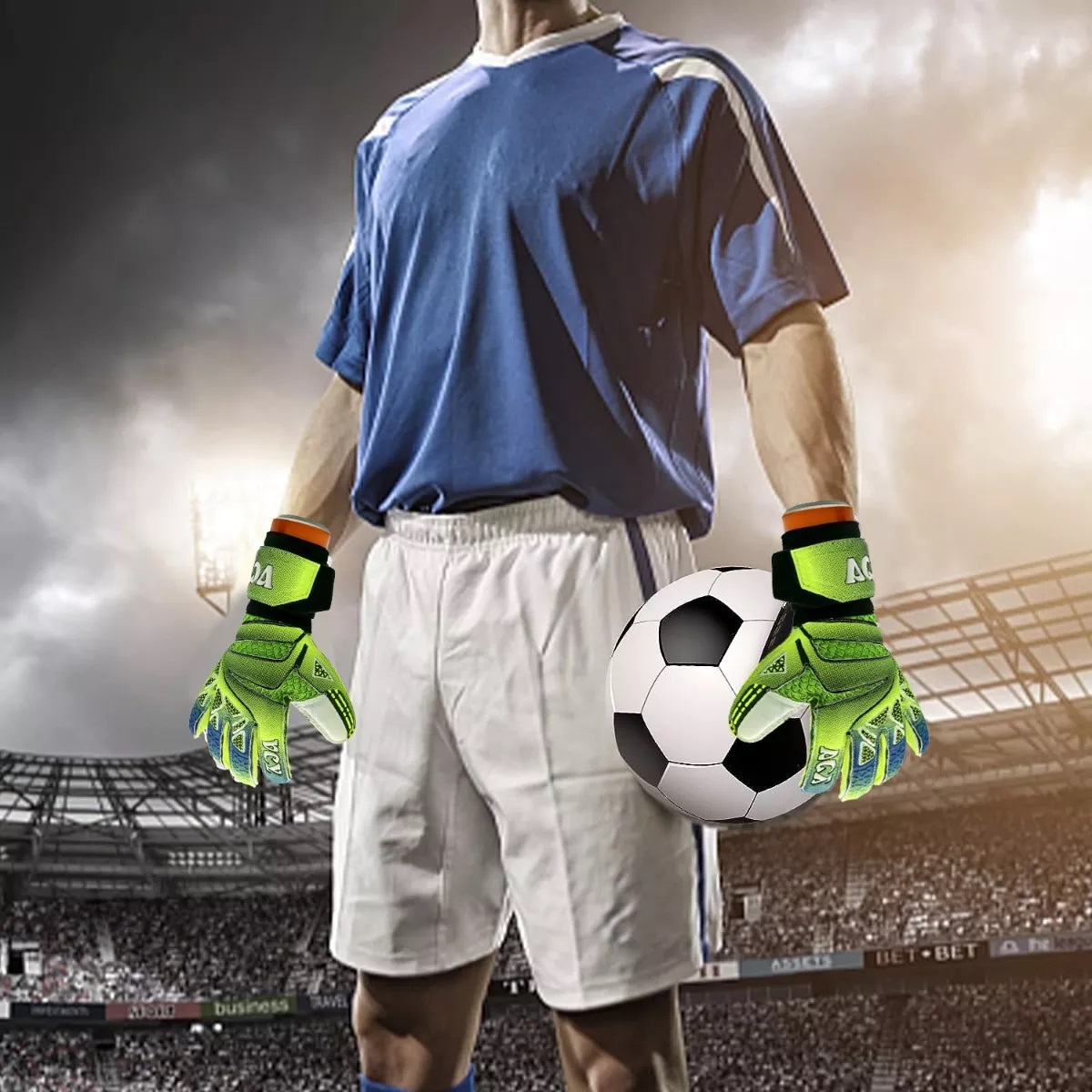 Guantes Profesionales De Portero De Fútbol Para Niños Talla 7 Verde.