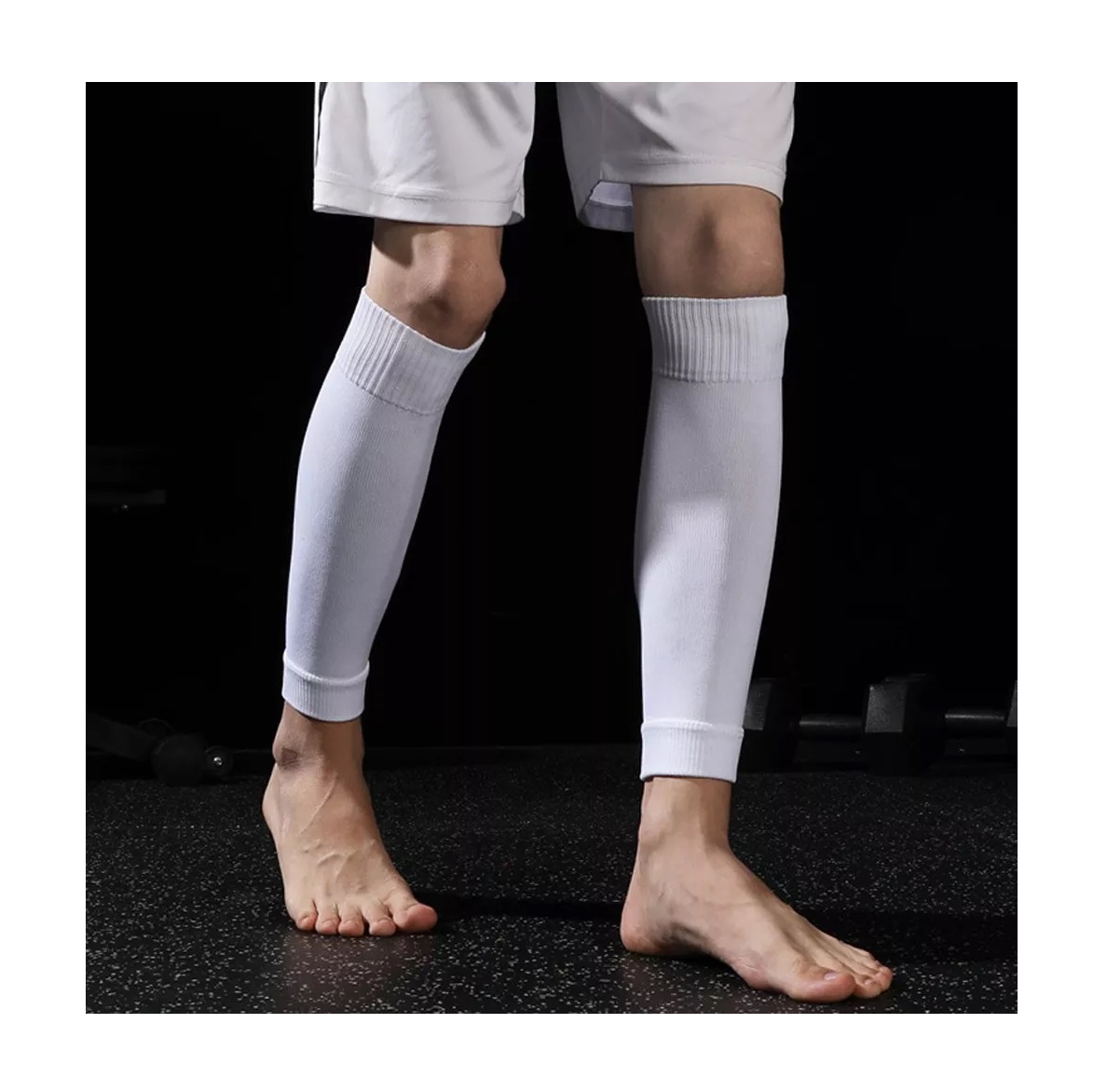 Set 5pz Espinillera Antideslizantes Calcetines Fútbol Blanco.