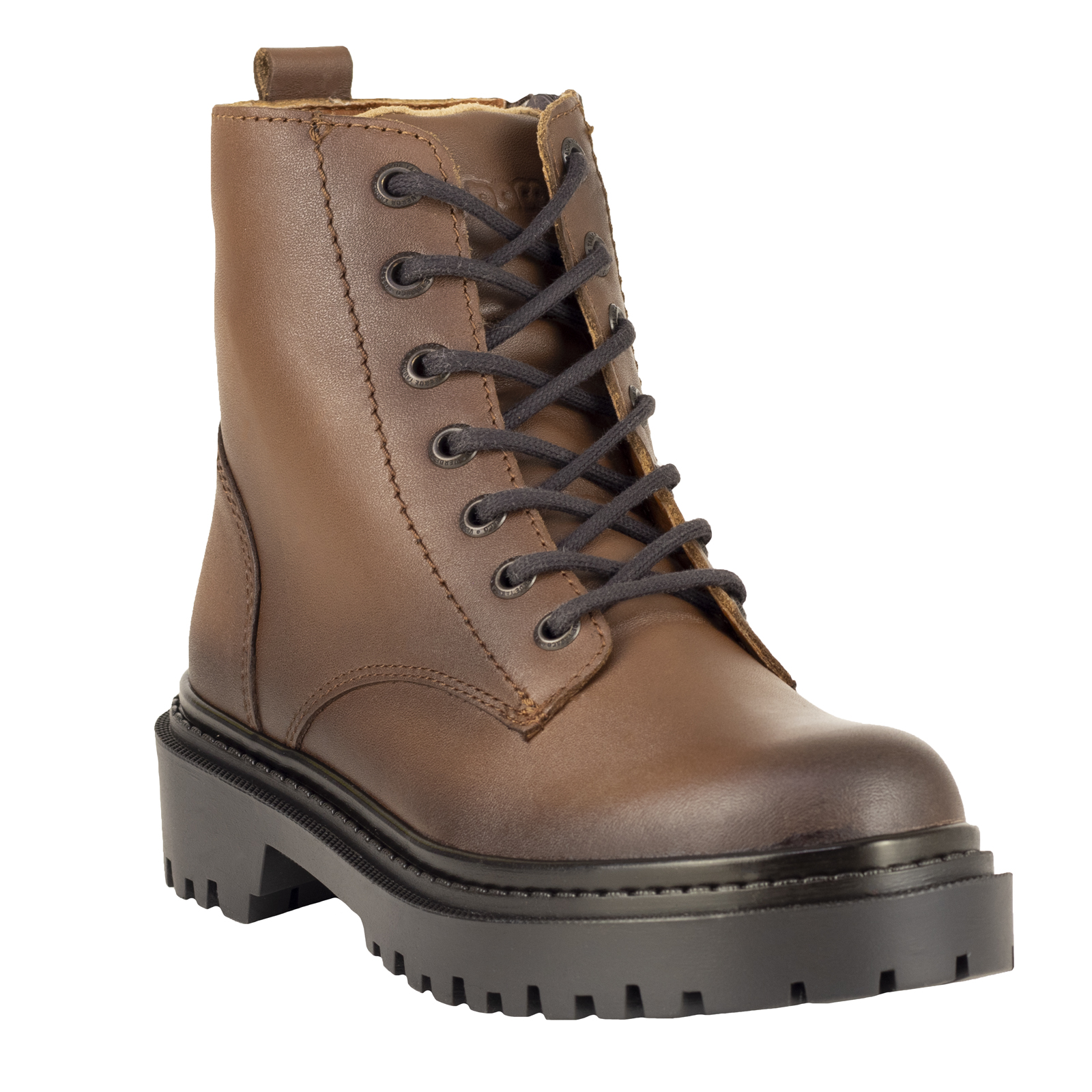 Botas Tipo Militar Urbana 7252 Beige Mujer Verde Tabaco Moda.