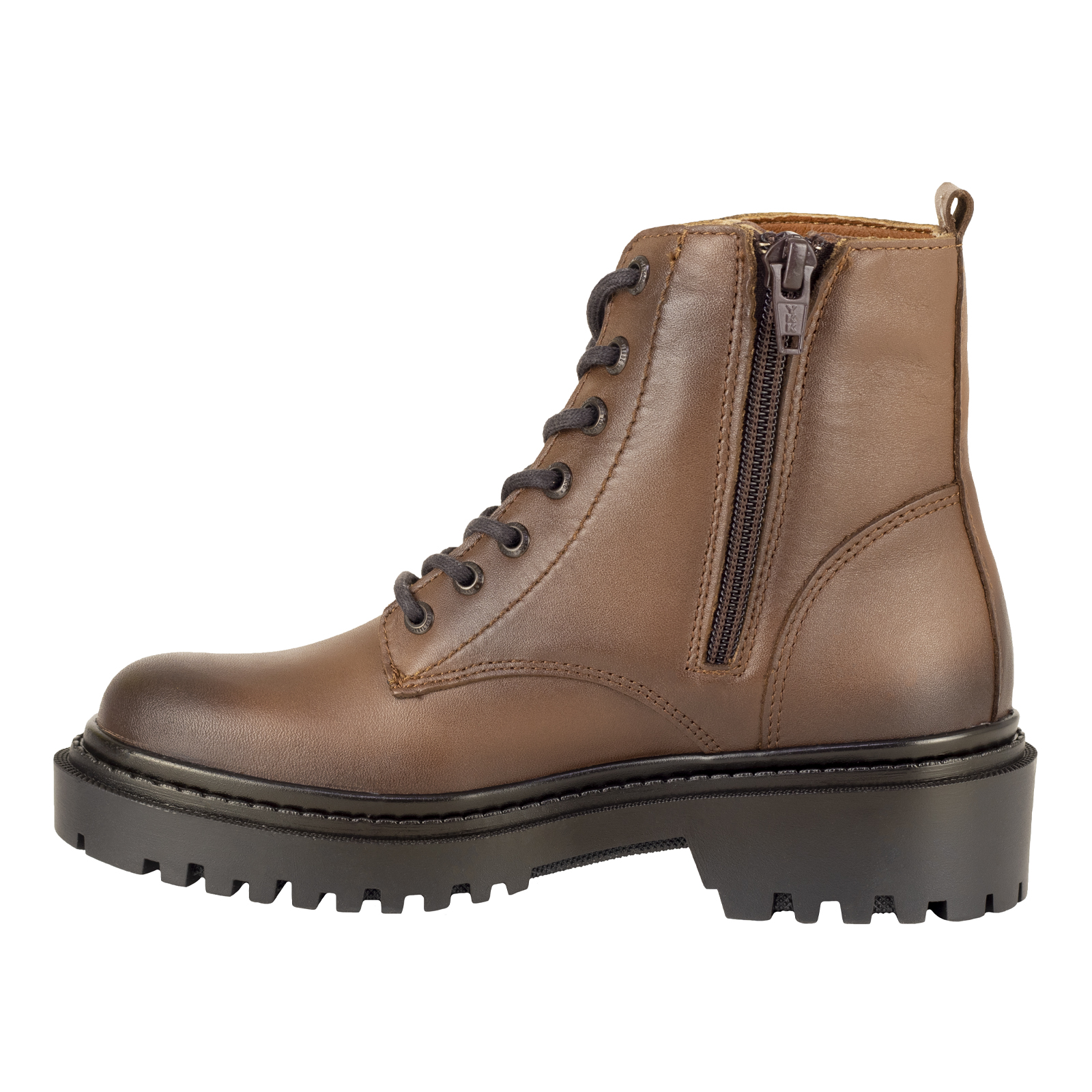 Botas Tipo Militar Urbana 7252 Beige Mujer Verde Tabaco Moda.