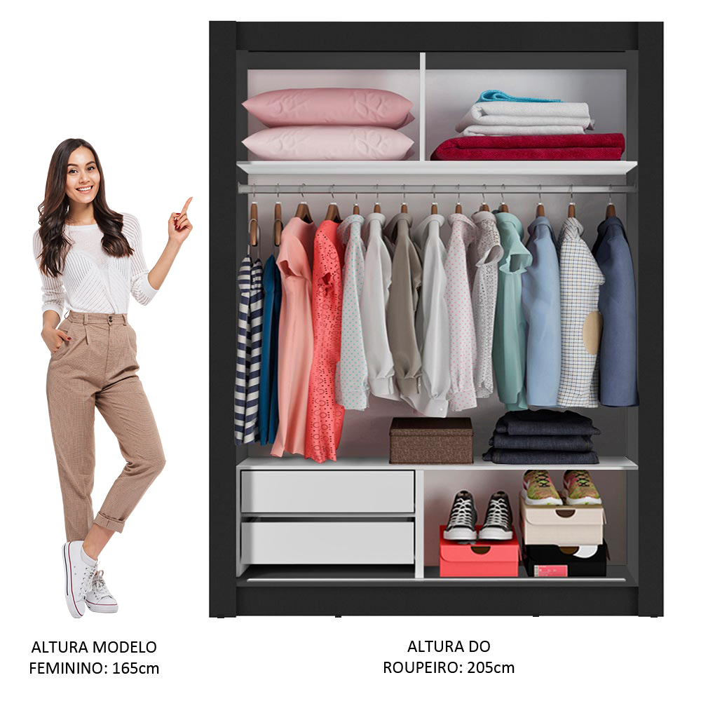 Ropero Closet Madesa 2 Puertas 1 Espejo NB