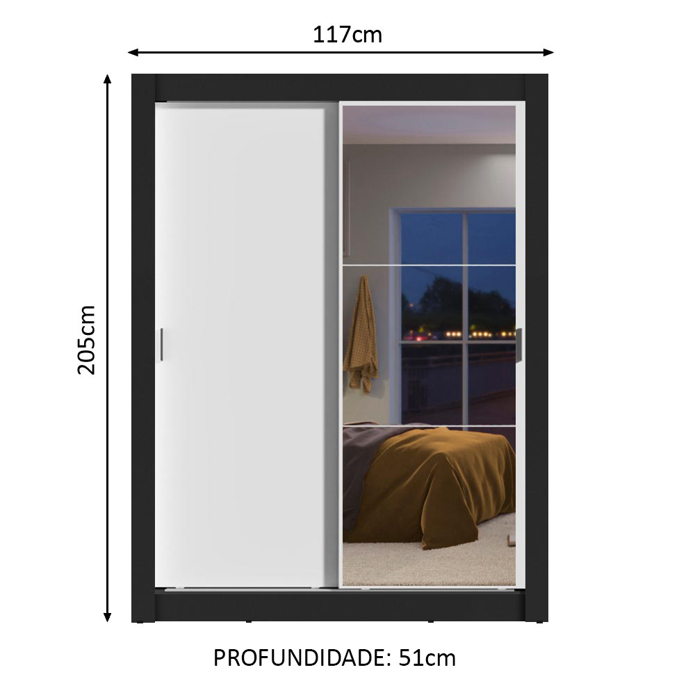 Ropero Closet Madesa 2 Puertas 1 Espejo NB