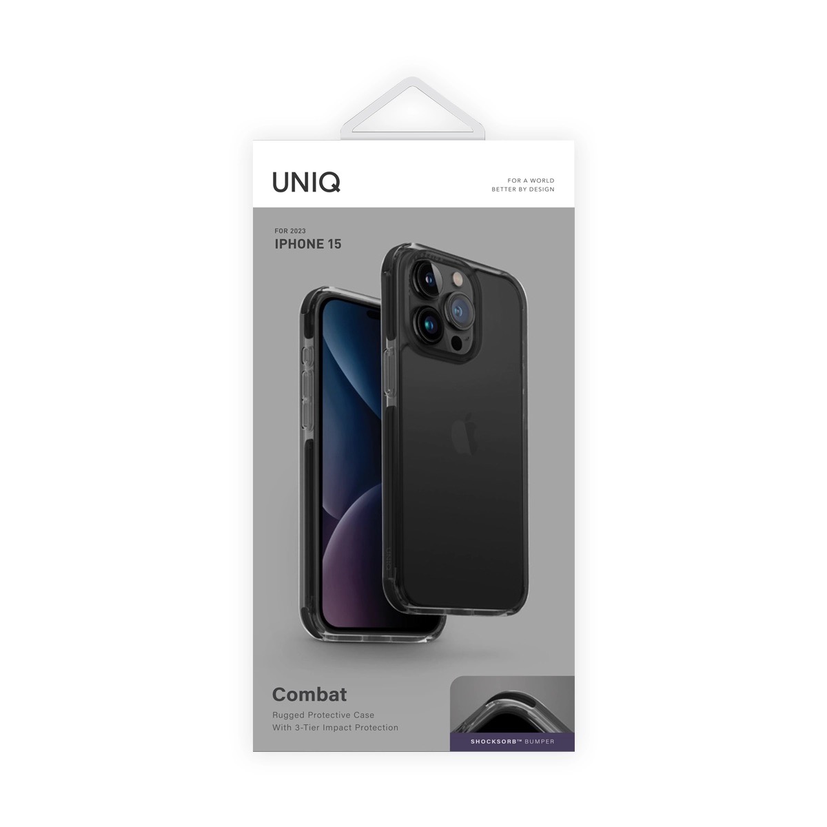 Funda Híbrida Bumper iPhone 15 Pro Max Combat Negro Uniq.