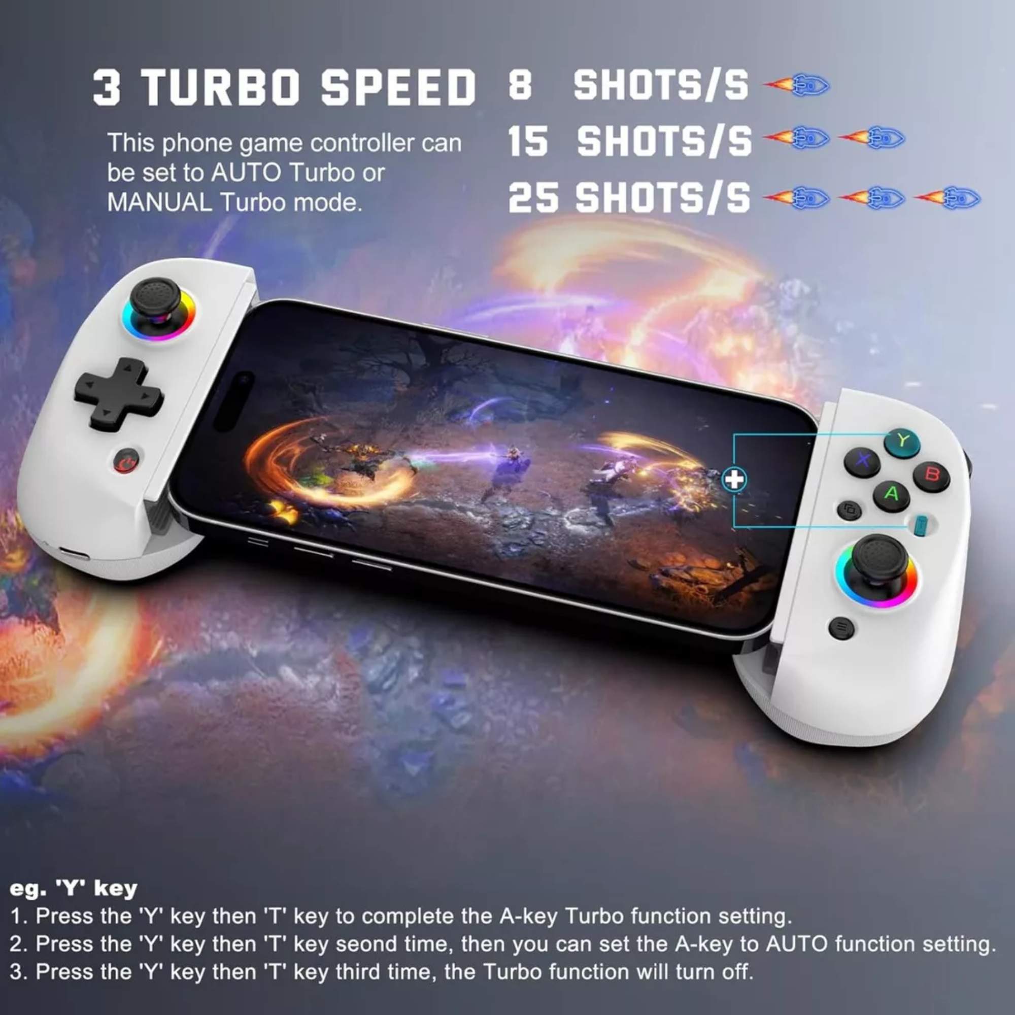 Control Joystick Gamepad Rgb Para iPhone Android Switch Color Blanco