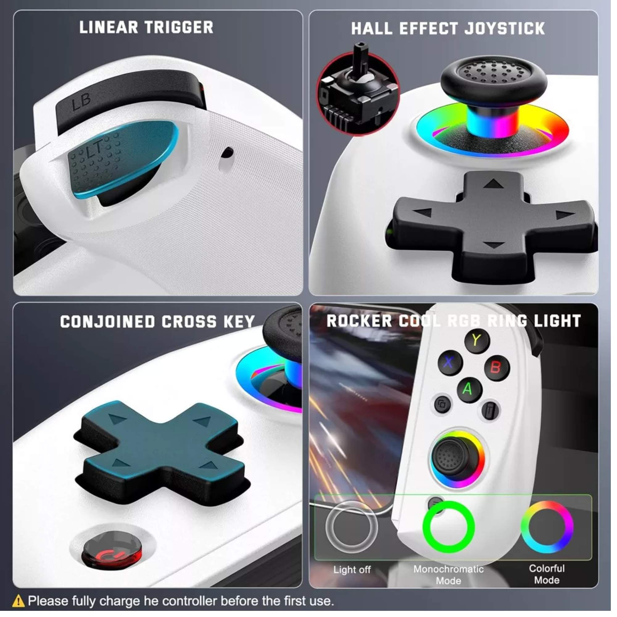 Control Joystick Gamepad Rgb Para iPhone Android Switch Color Blanco