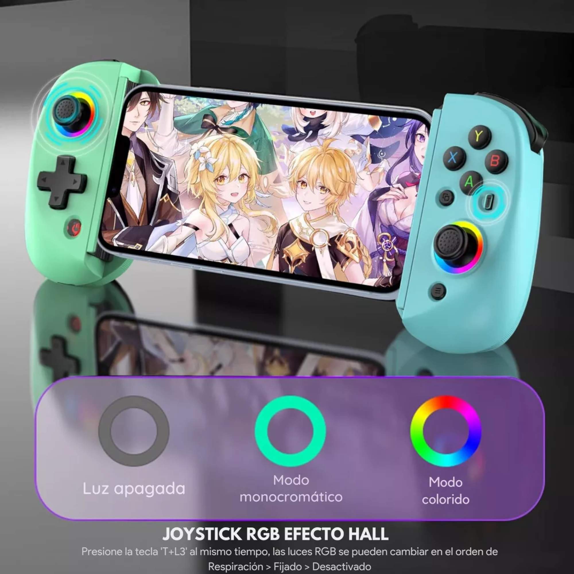 Control Joystick Gamepad Rgb Para iPhone Android Switch Color Verde Claro
