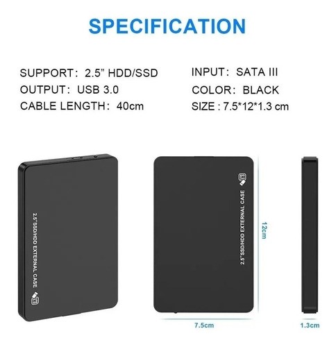 Carcasa Disco Duro 2.5 Usb 3.0, Hdd Ssd Sata I/ii/iii, 3tb.