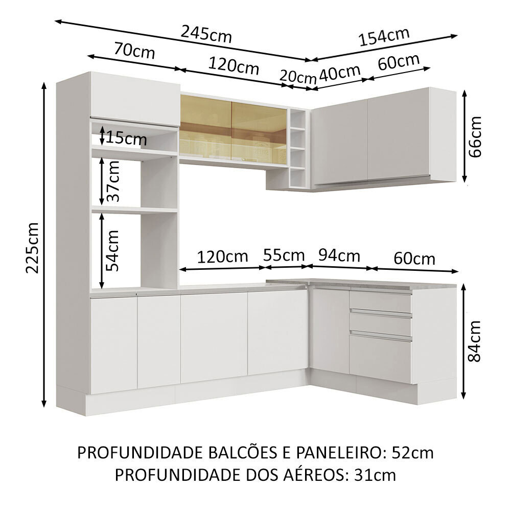 Cocina Integral Completa Modular Madesa Glamy 399cm BB 02