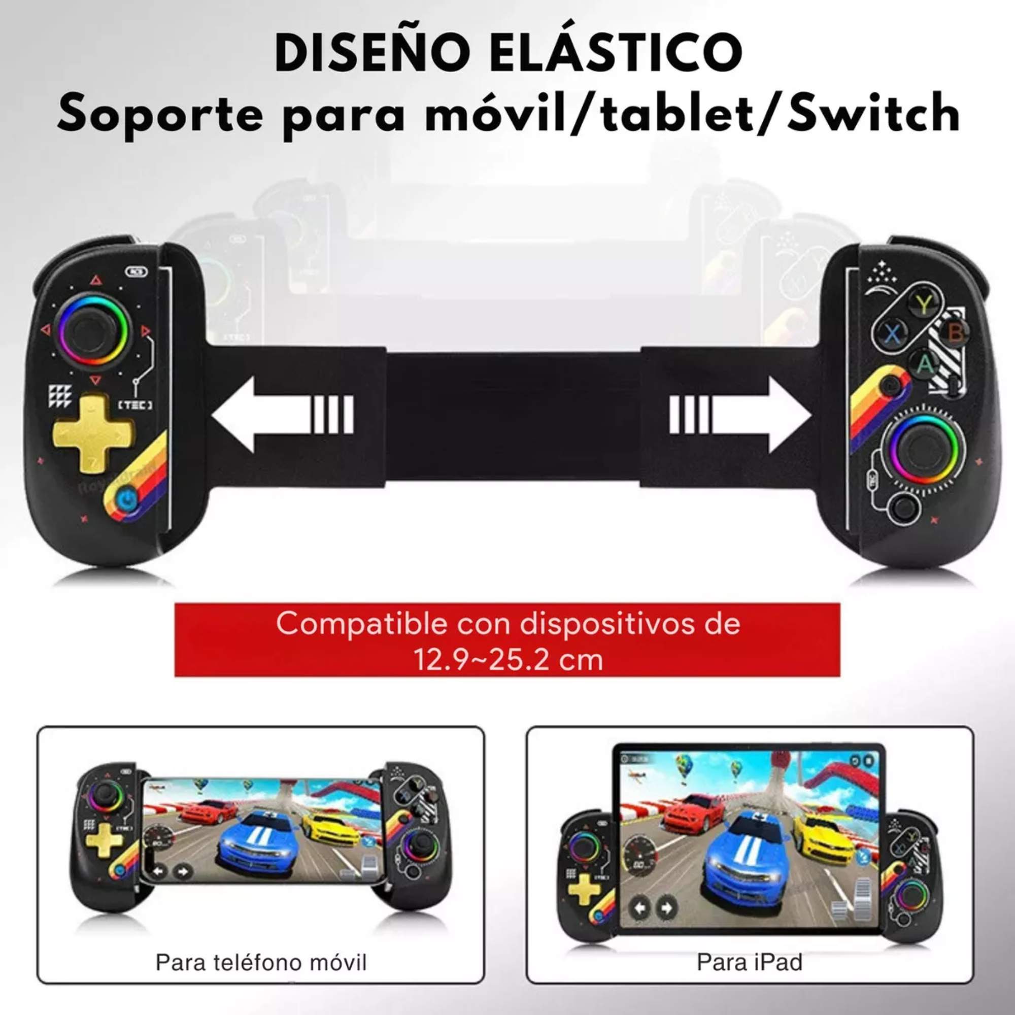 Control Gamepad Bsp D8 Joystick Rgb Hall Efect Para iPhone Android Nintendo Switch Ps3 Ps4 Ps5 Color Negro Starfield