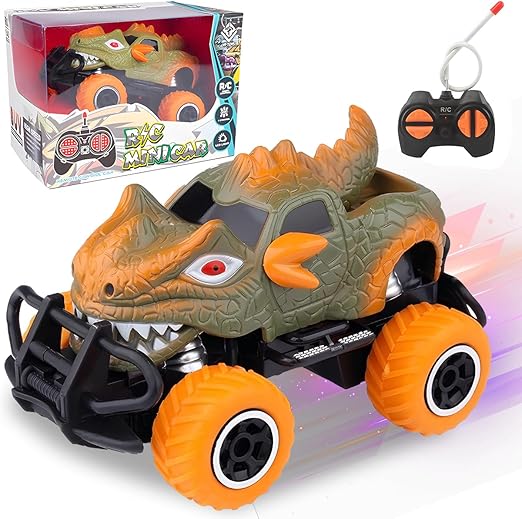 YCQYNHQ Carro de Control Remoto Dinosaurios, Carros de Control Remoto 4x4 Todo Terreno, Juguetes de Dinosaurios para Niños Mayores de 4 años, Regalos para el Día del Niño y el Cumpleaños.