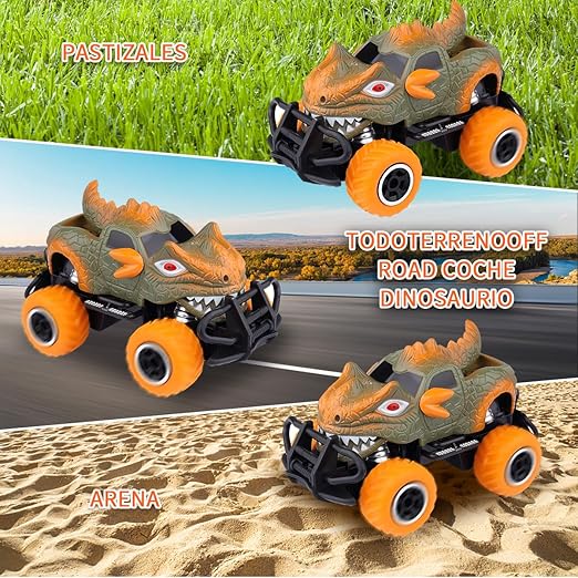 YCQYNHQ Carro de Control Remoto Dinosaurios, Carros de Control Remoto 4x4 Todo Terreno, Juguetes de Dinosaurios para Niños Mayores de 4 años, Regalos para el Día del Niño y el Cumpleaños.