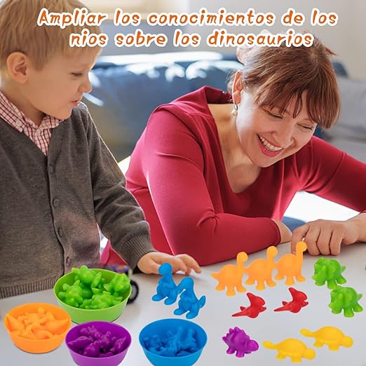 Juguetes Didacticos para Niños,56pcs Juguete para Contar Dinosaurios,Juguete Didactico De Dinosaurio para Aprender Colores, Clasificar y Contar,Juguetes Sensoriales De Matemáticas Montessori..