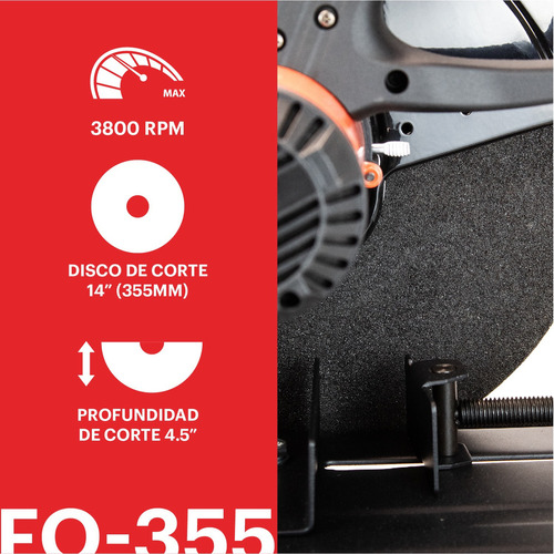 Sierra Cortadora Metal Trozadora 14 Pulgadas 2400w Color Negro.