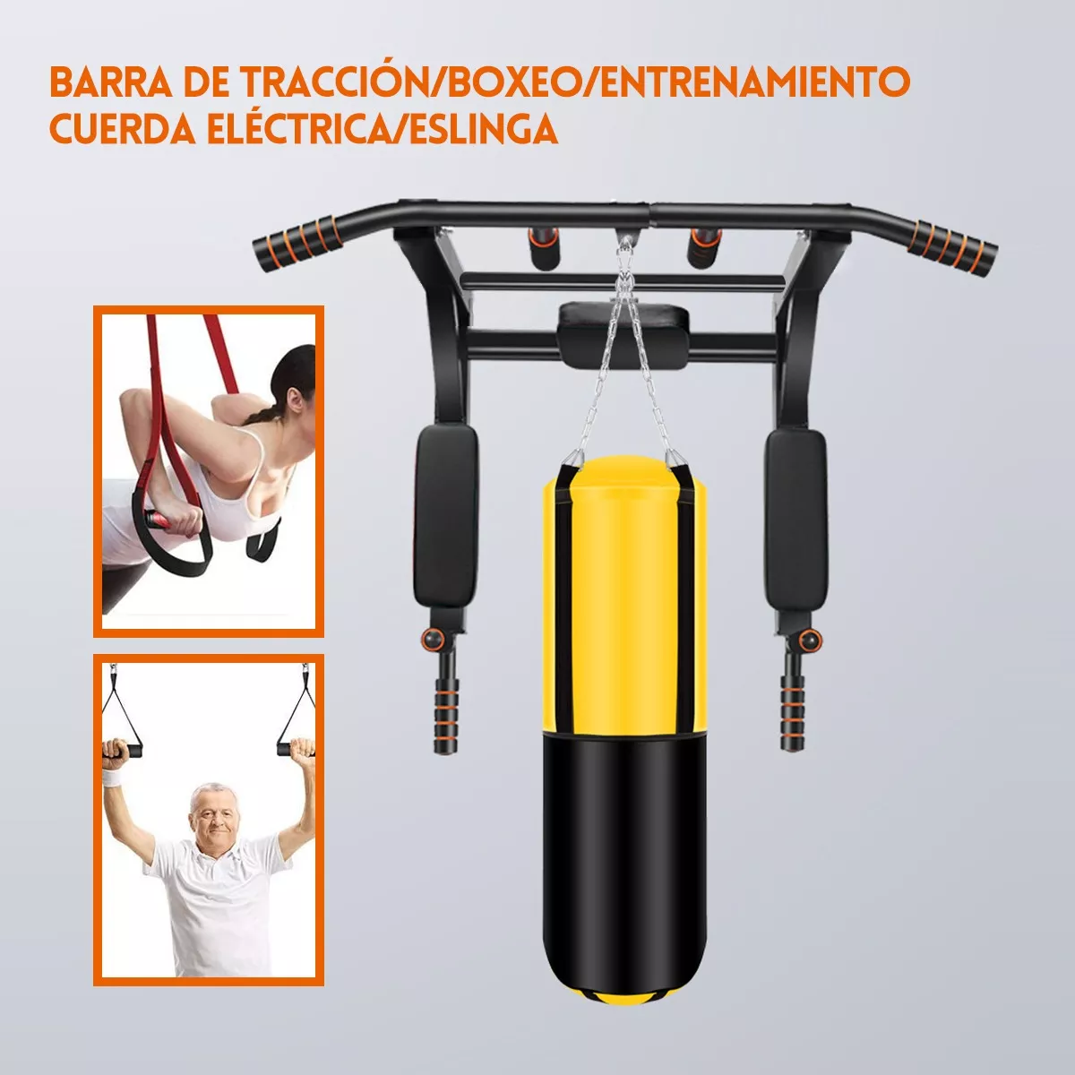 Barra Gym 8en1 Dominadas Pared Multifuncional.
