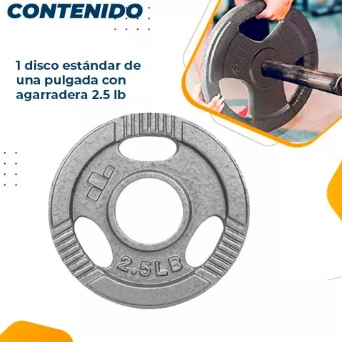 Disco 2.5 Lb (1.13 Kg) Estándar Para Barras Gym 1 Pulgada.