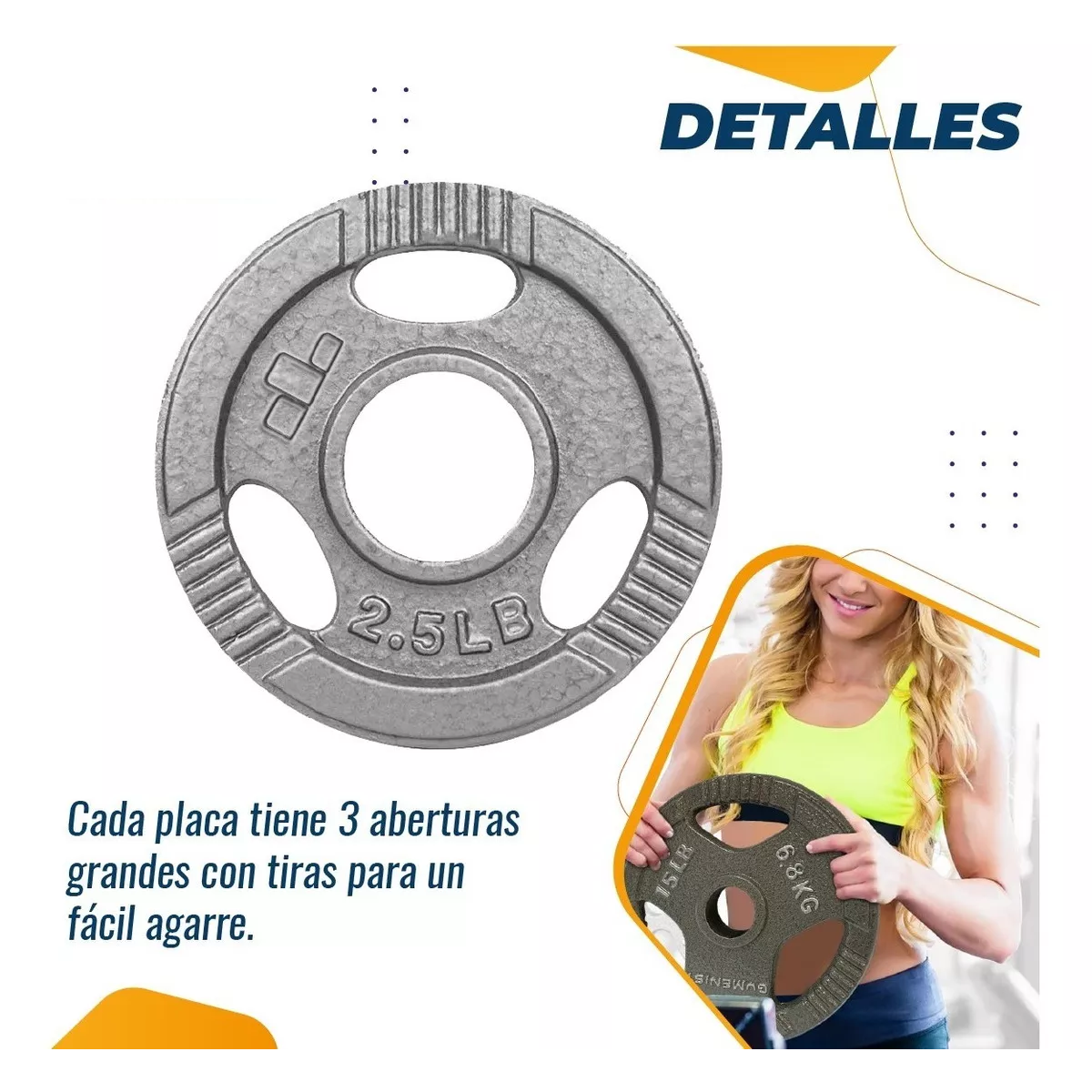Disco 2.5 Lb (1.13 Kg) Estándar Para Barras Gym 1 Pulgada.