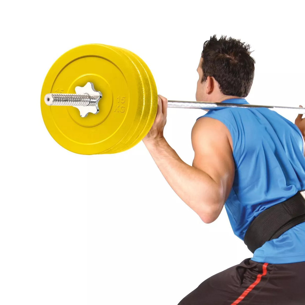 Disco Olímpico 15 Kg / 33 Lbs Urbanfit Pro, Goma Resistente Color Amarillo.