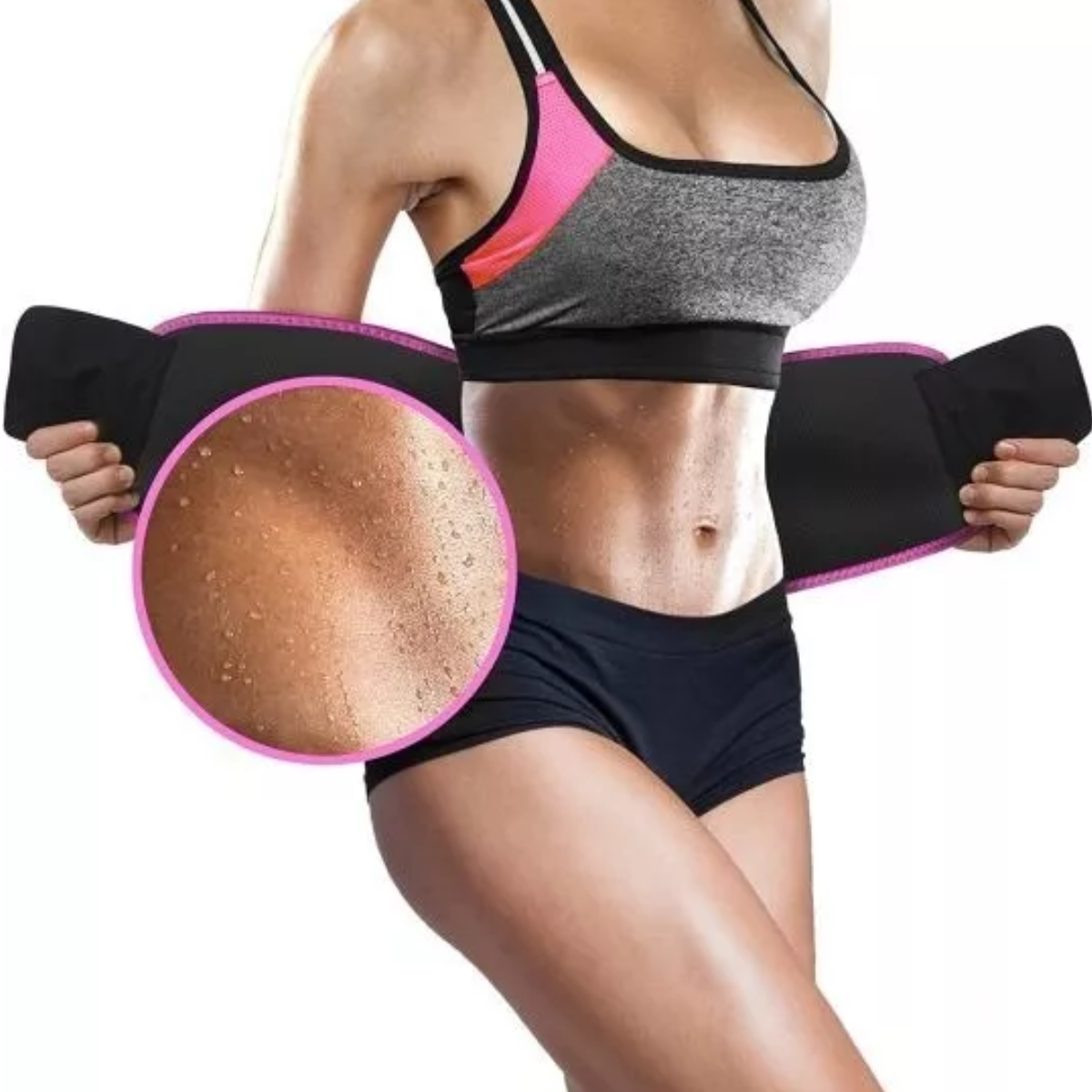 Faja Reductora Ejercicio Sudoracion Termica Moldeadora Gym Rosa/Negro.
