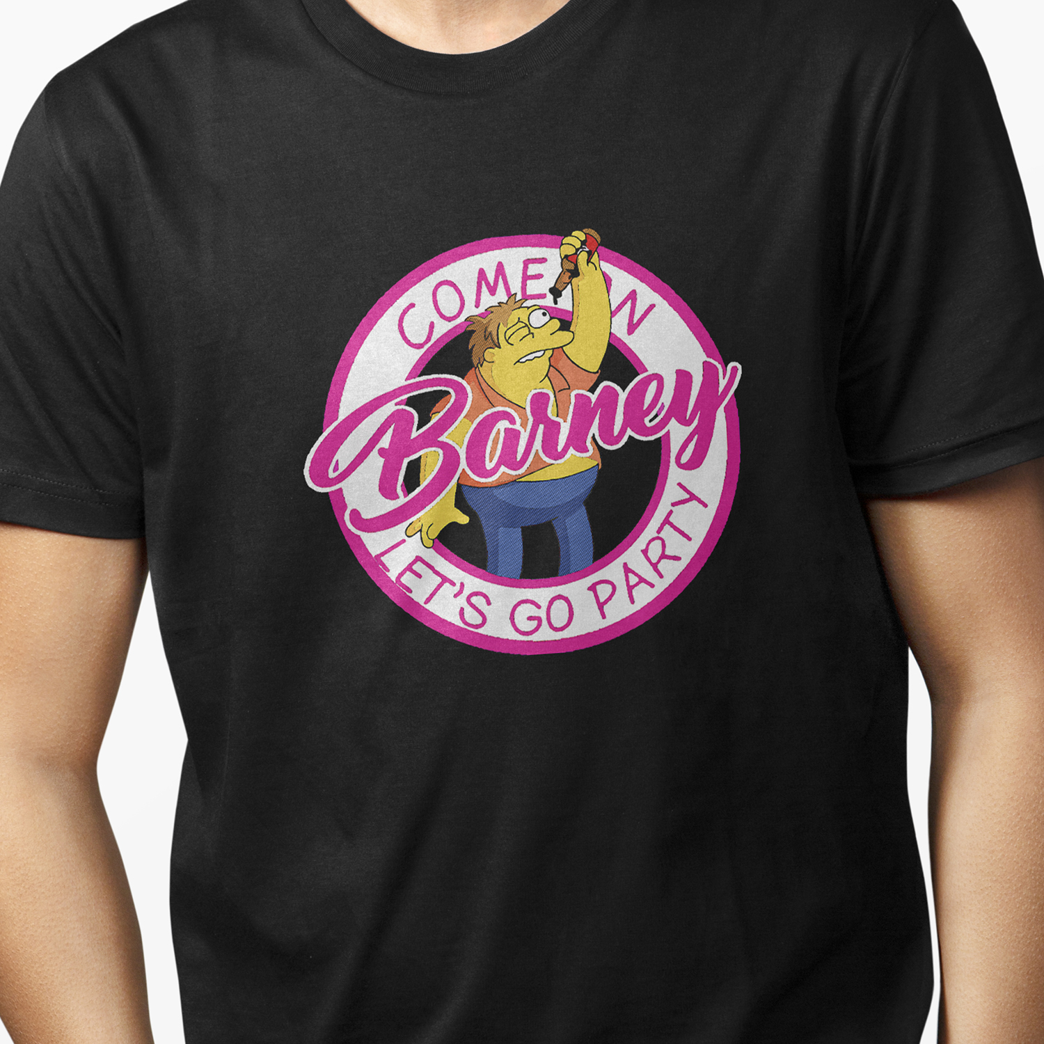 Playera Negra para hombre Simpsons Party Barney