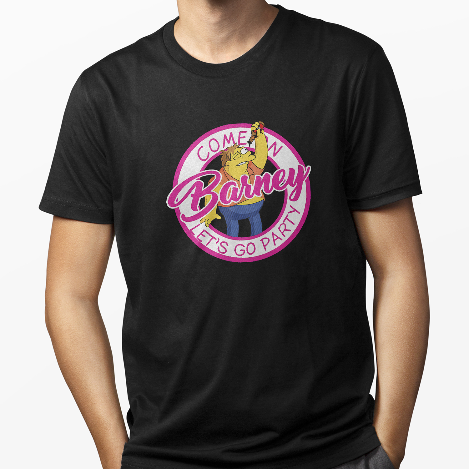 Playera Negra para hombre Simpsons Party Barney